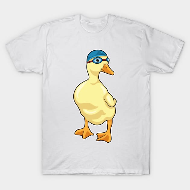 Duck at Swimming with Swimming goggles T-Shirt by Markus Schnabel